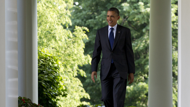 President Obama walks outside the Oval Office on May 3. (AP)
