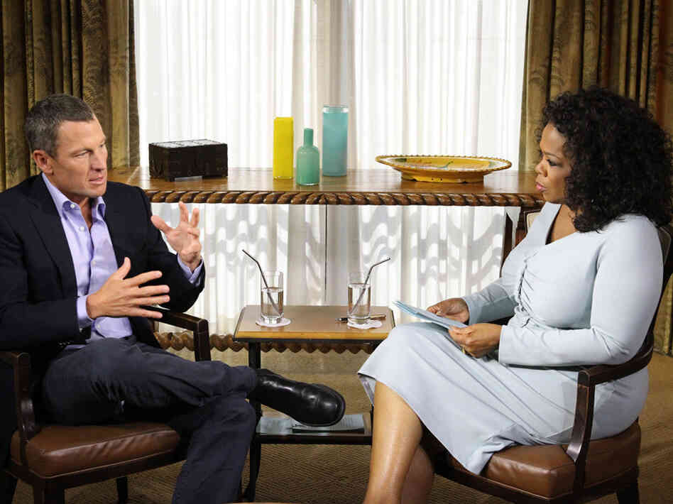 Oprah Winfrey speaks with Lance Armstrong during an interview. Oprah Winfrey speaks with Lance Armstrong during an interview.