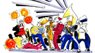 Michael Arthur's drawing of the Balkan brass band Mucca Pazza, made during a show at Joe's Pub in New York. Michael Arthur's drawing of the Balkan brass band Mucca Pazza, made during a show at Joe's Pub in New York.