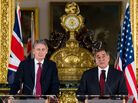 British Defense Minister Philip Hammond (left) and U.S. Defense Secretary Leon Panetta hold a joint press conference on the Algerian hostage crisis Saturday in London. British Defense Minister Philip Hammond (left) and U.S. Defense Secretary Leon Panetta hold a joint press conference on the Algerian hostage crisis Saturday in London.