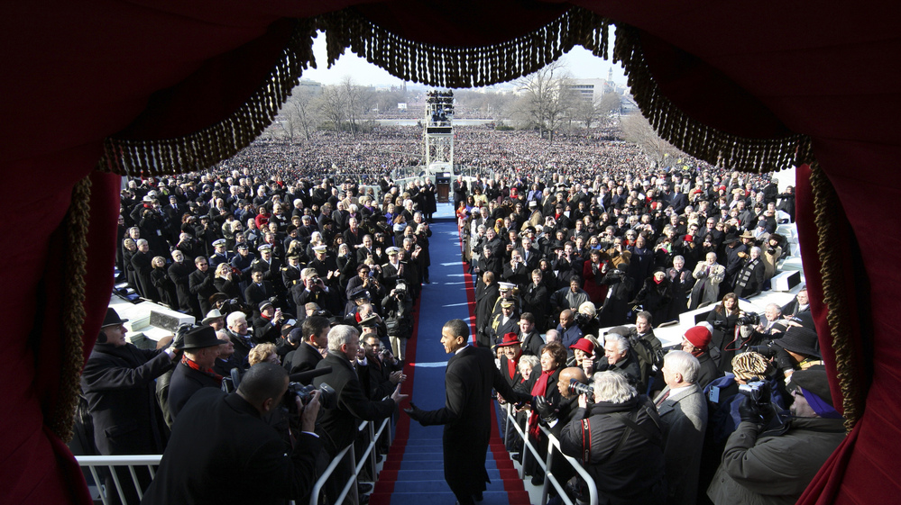 Barack Obama arrives at his 2009 inauguration to become the 44th president of the United States.
