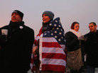 People gather near the U.S. Capitol for the inauguration ceremony on Monday. People gather near the U.S. Capitol for the inauguration ceremony on Monday.