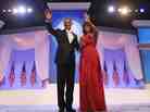 President Obama and first lady Michelle Obama attend an inaugural ball at the Walter E. Washington Convention Center on Monday night.