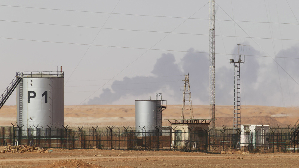 Smoke rose Sunday during demining operations at the gas plant in eastern Algeria that Islamist militants attacked last week.