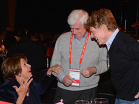 Sundance Film Festival founder Robert Redford speaks with House Minority Leader Nancy Pelosi and former Sen. Chris Dodd, chairman and CEO of the Motion Picture Association of America, at an event at the festival in Park City, Utah.