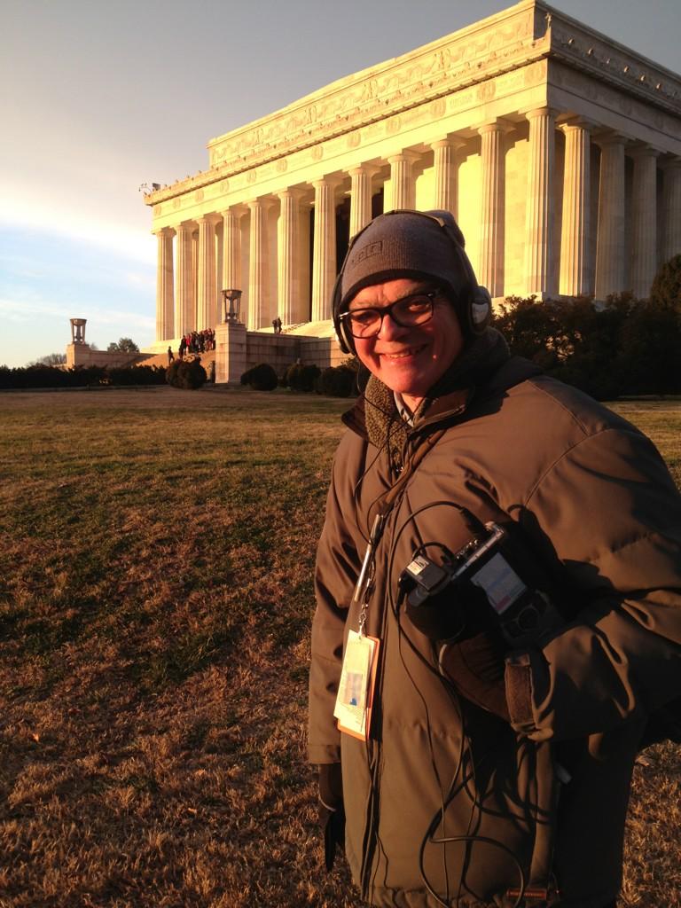Down on the opposite end of the National Mall from the U.S. Capitol, Production Assistant Liz Baker tweeted this photo of National Political Correspondent Don Gonyea standing in front of a golden-hued Lincoln Memorial.