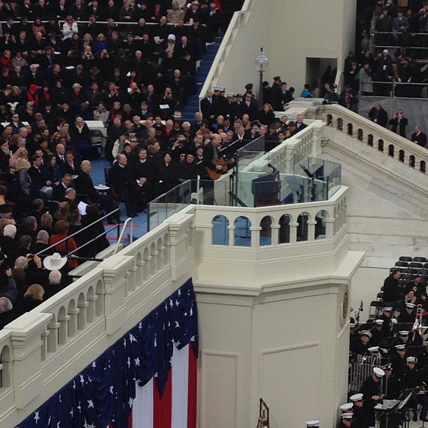 Director Sarah Handel shared a photo of her podium view during James Taylor's performance of "America the Beautiful."