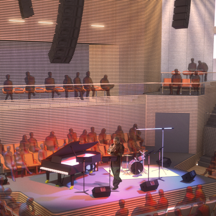 An artist rendering of the auditorium of the new SFJAZZ Center, which opened Monday.