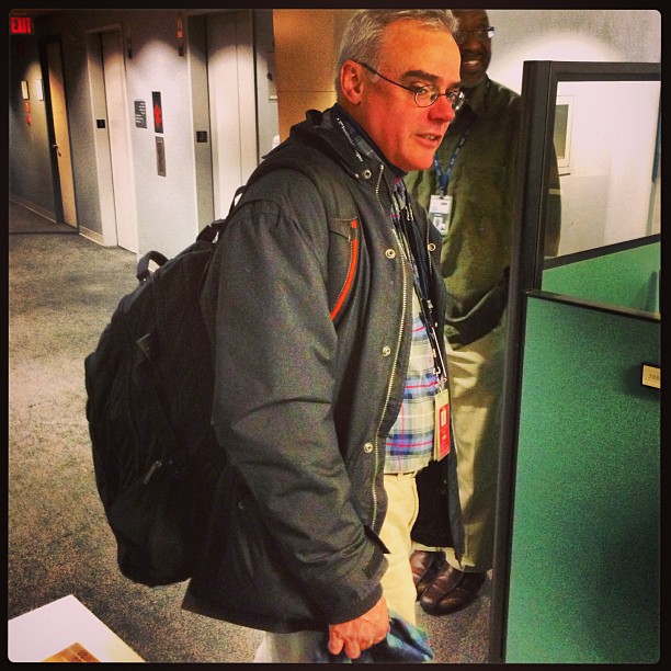 After a long day's work, NPR National Desk Reporter Sonari Glinton posted a photo on Instagram of White House Correspondent Scott Horsley lugging his "100lbs" backpack from the field.