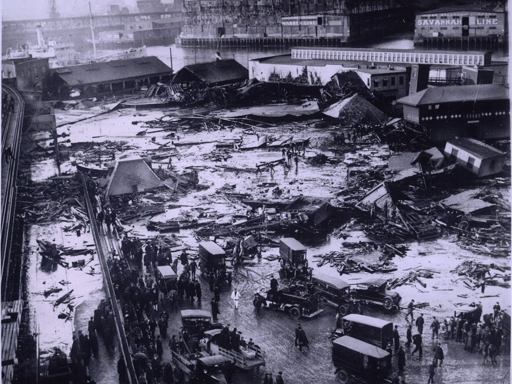 Twenty-one people were killed on Commercial Street in Boston's North End when a giant tank of molasses exploded in 1919.