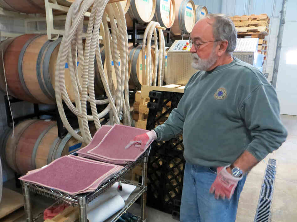 John Larson, owner of Snus Hill Winery in Madrid, Iowa, blends wine from Iowa grapes with grapes from other parts of the country. He says the area's lack of rain was really good for grapes.