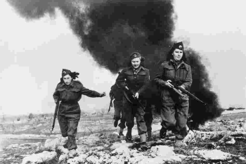 Yugoslav fighters, members of the patriot forces, during training at an Allied camp in Italy on Feb. 29, 1944.