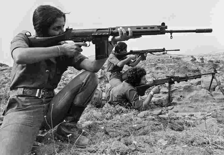 Christian Lebanese women, members of Kataeb Phalangist party, train with weapons on Sept. 9, 1976. The Lebanese civil war erupted a year earlier.