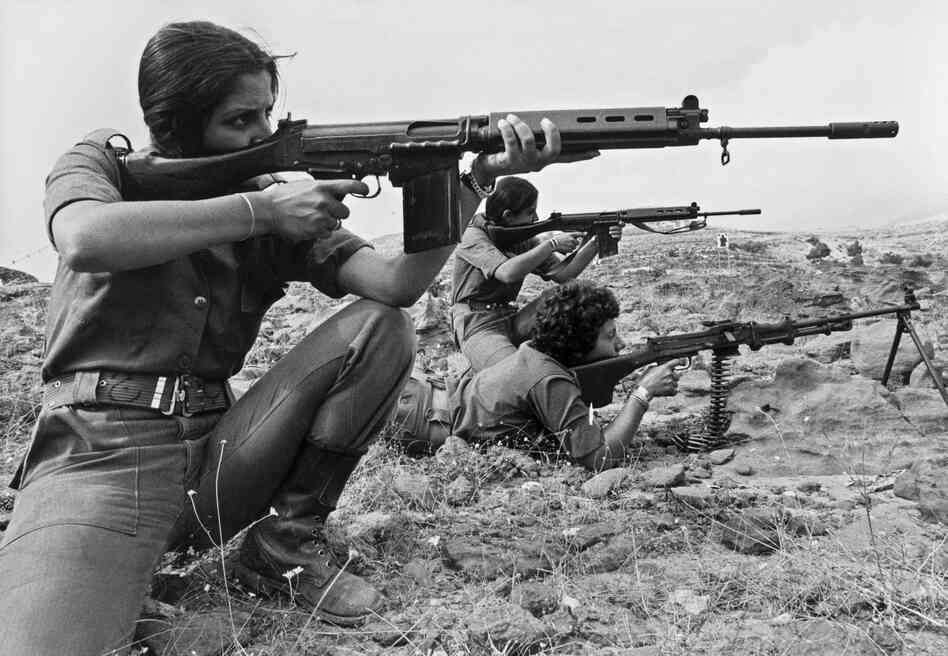 Christian Lebanese women, members of Kataeb Phalangist party, train with weapons on Sept. 9, 1976. The Lebanese civil war erupted a year earlier.