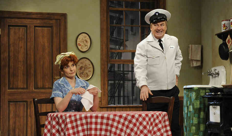 Tina Fey and Alec Baldwin appeared in one of several parodies in one of 30 Rock's live episodes. Tina Fey and Alec Baldwin appeared in one of several parodies in one of 30 Rock's live episodes.