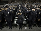 A New York City police academy graduation ceremony on Dec. 28, 2012, where Mayor Michael Bloomberg announced that the New York murder rate has hit an all-time low. While some point to the NYPD's policing tactics to explain the decline, others say economic and demographic shifts are also at work. A New York City police academy graduation ceremony on Dec. 28, 2012, where Mayor Michael Bloomberg announced that the New York murder rate has hit an all-time low. While some point to the NYPD's policing tactics to explain the decline, others say economic and demographic shifts are also at work.