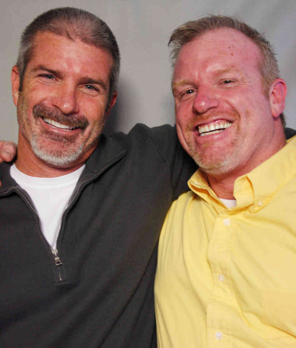 Bryan Wilmoth (right) reunited with his brother Michael years after their parents kicked Bryan out for being gay. All six of their siblings either ran away or were kicked out of their family's home over the years.
