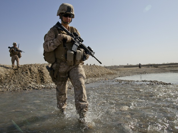 Hospital Corpsman Shannon Crowley, with a Marine Corps. Female Engagement Team, in Musa Qala, Afghanistan, in November 2010.
