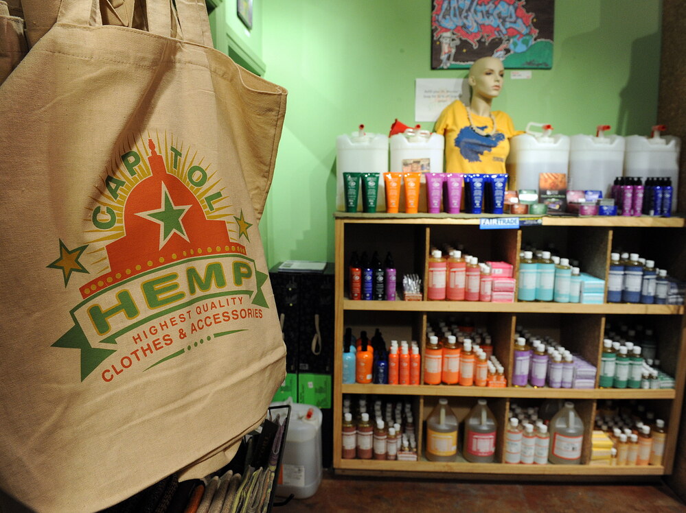 Hemp products for sale in Washington, D.C., in 2010. The U.S. is the world's largest consumer of hemp products, although growing hemp is illegal under federal law. Colorado recently passed a measure that legalizes growing hemp.