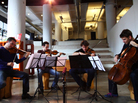 The Ebene Quartet performs at powerHouse Arena in Brooklyn, New York, in August 2012.