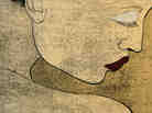woodcut portrait of a woman in profile