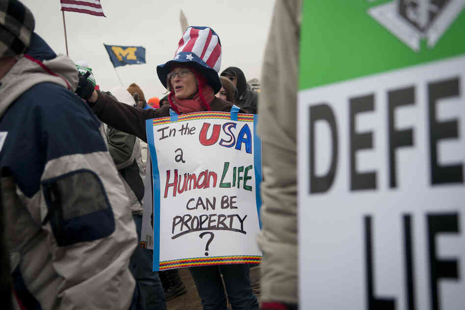 Laura McGinley Ponce of Gaithersburg, Md., cheers during the rally. The March for Life rally drew thousands of antiabortion activists to the National Mall.