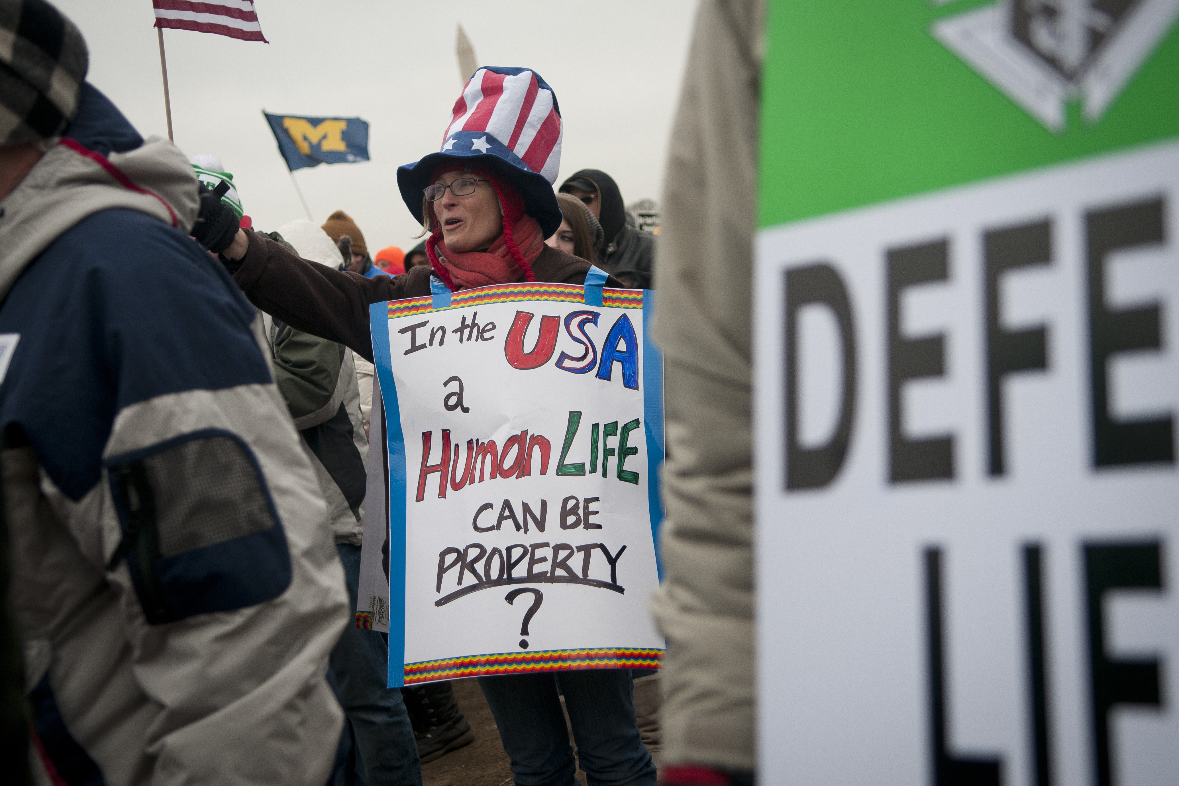 Laura McGinley Ponce of Gaithersburg, Md., cheers during the rally. The March for Life rally drew thousands of antiabortion activists to the National Mall.