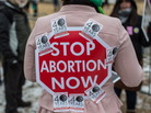 An anti-abortion activist at the March for Life rally Friday in Washington, D.C. An anti-abortion activist at the March for Life rally Friday in Washington, D.C.
