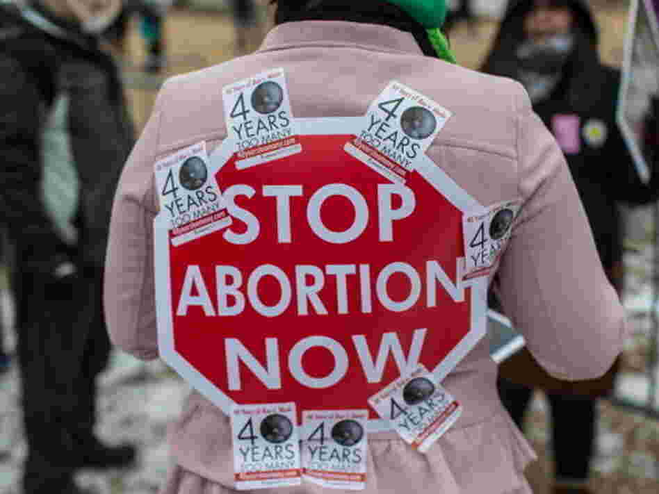 An anti-abortion activist at the March for Life rally Friday in Washington, D.C.