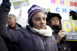 Nicole Braden, 13, from South Orange, N.J. attended the gun control rally with her mom.