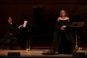 Each singer also sang a set of songs by herself. Fleming chose a pair of songs by Claude Debussy, ending with "Beau Soir," one of the highlights of the evening.