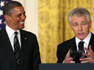 Former Sen. Chuck Hagel speaks after President Barack Obama nominated him for secretary of defense during an event at the White House on Jan. 7, 2013. Former Sen. Chuck Hagel speaks after President Barack Obama nominated him for secretary of defense during an event at the White House on Jan. 7, 2013.
