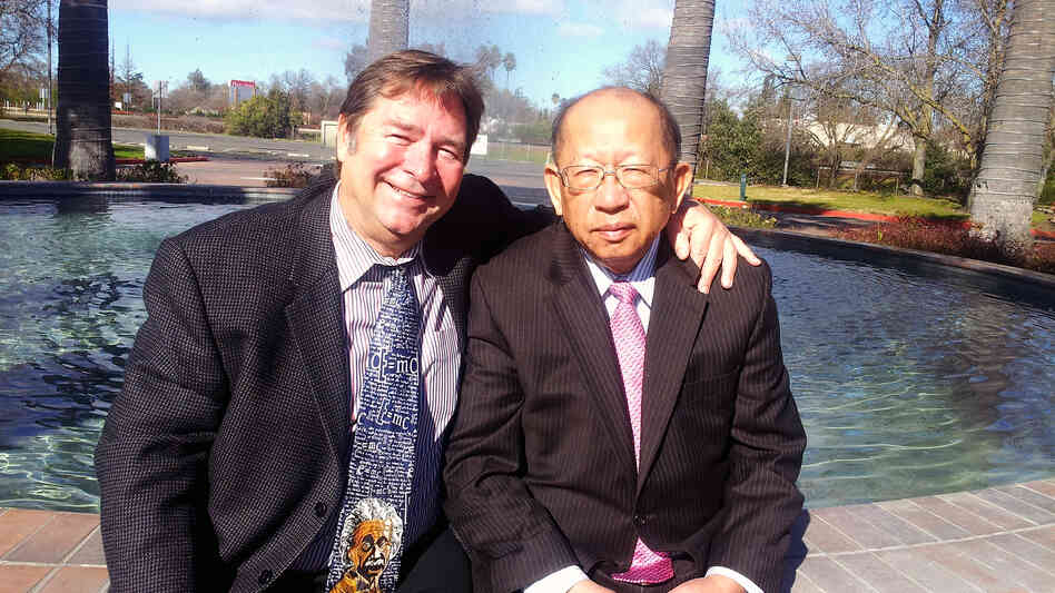 Mike Williams (left) was homeless and broke in Sacramento, Calif., when he met Dr. Jong Chen. Now the two men are working together to develop a portable housing pod for the homeless.