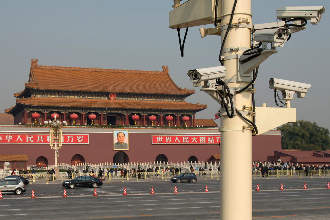 The use of security cameras such as these, looking out over Tiananmen Square in Beijing, is on the rise in China. Critics say the government is using them to discourage dissidents.