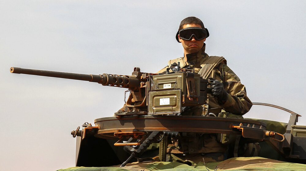 A French soldier in central Mali on Sunday.