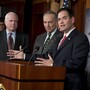 Five of the eight senators who proposed a bipartisan plan for an immigration overhaul attend a Capitol Hill news conference Monday. From left are John McCain of Arizona, Chuck Schumer of New York, Marco Rubio of Florida, Robert Menendez of New Jersey and Dick Durbin of Illinois.