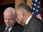 Sens. John McCain, R-Ariz., and Charles Schumer, D-N.Y., are closer on the immigration issue than McCain is to many in his party. They were among the eight senators who announced the framework for a bipartisan immigration overhaul on Monday. Sens. John McCain, R-Ariz., and Charles Schumer, D-N.Y., are closer on the immigration issue than McCain is to many in his party. They were among the eight senators who announced the framework for a bipartisan immigration overhaul on Monday.