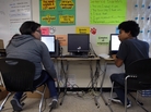 Mariah Arostigue (left) and Noah Reyes, 11th-graders, chat as they work on their homework in a pre-calculus class at Segerstrom High School in Santa Ana, Calif. Mariah Arostigue (left) and Noah Reyes, 11th-graders, chat as they work on their homework in a pre-calculus class at Segerstrom High School in Santa Ana, Calif.