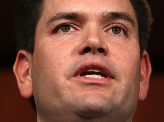Sen. Marco Rubio, R-Fla., speaks Monday in Washington at a news conference announcing a bipartisan plan to overhaul the nation's immigration laws.