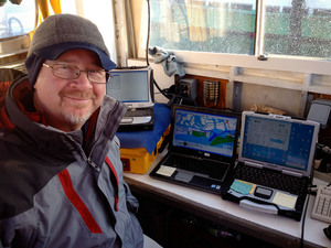 John Goff supervises the sonar mapping of the seafloor along the south shore of Long Island. The scientists are trying to track down where Sandy deposited sediment and sand from the barrier islands from the beaches.