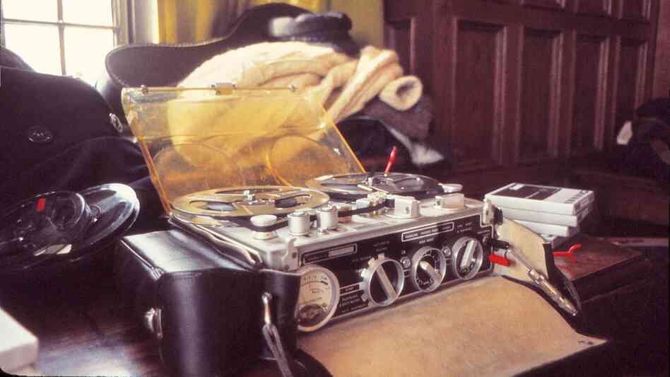 A Nagra recorder used to record a 1976 interview at the University of Chicago for the NPR Program 'Folk Festival USA.'
