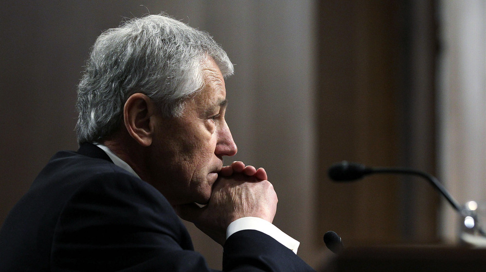 Secretary of Defense nominee Chuck Hagel testifies Thursday before the Senate Armed Services Committee during his confirmation hearing.