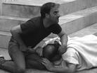 Brutus (Salvatore Striano) delivers the final blow to the dying Caesar (Giovanni Arcuri) during a performance of Shakespeare's Julius Caesar in the film Caesar Must Die. Brutus (Salvatore Striano) delivers the final blow to the dying Caesar (Giovanni Arcuri) during a performance of Shakespeare's Julius Caesar in the film Caesar Must Die.