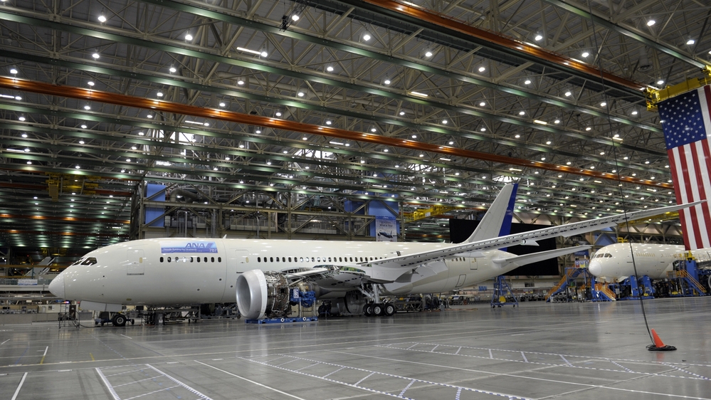 A Boeing 787 under construction inside a production facility at a Boeing plant in Everett, Wash., last year.