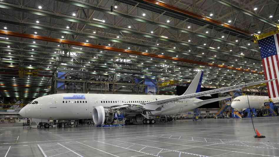 A Boeing 787 under construction inside a production facility at a Boeing plant in Everett, Wash., last year.
