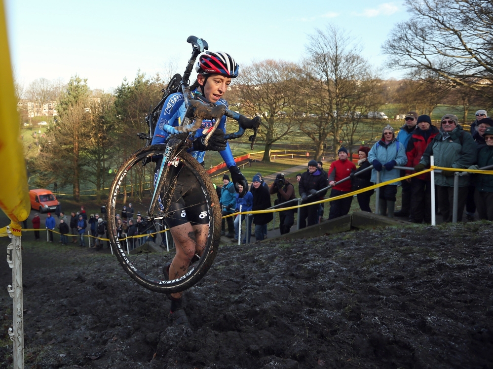 Helen Wyman nears the finish line in the women's race at the 2013 National Cyclo-Cross Championships in Bradford, England, this month. Popular in Europe, cyclo-cross is the fastest growing bicycle discipline in the U.S.
