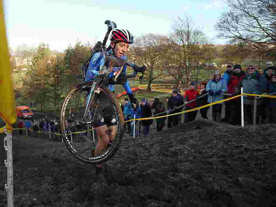 Helen Wyman nears the finish line in the women's race at the 2013 National Cyclo-Cross Championships in Bradford, England, this month. Popular in Europe, cyclo-cross is the fastest growing bicycle discipline in the U.S.