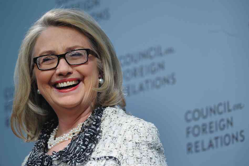 Outgoing Secretary of State Hillary Clinton listens to her intoduction before speaking on "American leadership" on Thursday at the Council on Foreign Relations in Washington, DC.