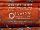 A package of microwave popcorn promoting Johnson & Johnson's antipsychotic drug Invega back in 2008 would have been a no-no at many medical schools. A package of microwave popcorn promoting Johnson & Johnson's antipsychotic drug Invega back in 2008 would have been a no-no at many medical schools.