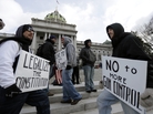 Gun rights advocates demonstrate at the capitol in Harrisburg, Pa., on Wednesday as vendors pulled out of the city's Eastern Sports and Outdoor Show. Vendors were upset that the organizers of the event banned the sale and display of certain types of guns. Gun rights advocates demonstrate at the capitol in Harrisburg, Pa., on Wednesday as vendors pulled out of the city's Eastern Sports and Outdoor Show. Vendors were upset that the organizers of the event banned the sale and display of certain types of guns.